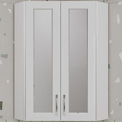 Style Line Шкаф навесной Эко Стандарт 45 угловой с зеркальными вставками белый – фотография-1